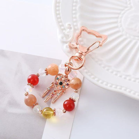 Natural Crystal Keychain – Original Hanging Charm Accessory with Elegant Noble Style