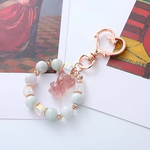 Natural Crystal Keychain – Original Hanging Charm Accessory with Elegant Noble Style