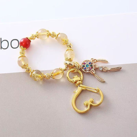 Natural Crystal Keychain – Original Hanging Charm Accessory with Elegant Noble Style