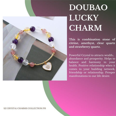 Multigem Crystal Bracelet for Ladies - Heart - designed Amethyst, Pink and Strawberry Quartz Beads, New Minimalist Look for Spring - Summer